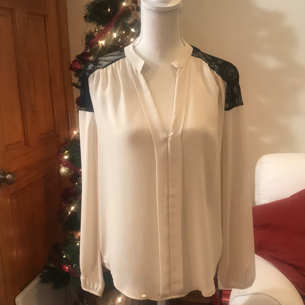 Cream and Black lace blouse from Sugarmint NWT